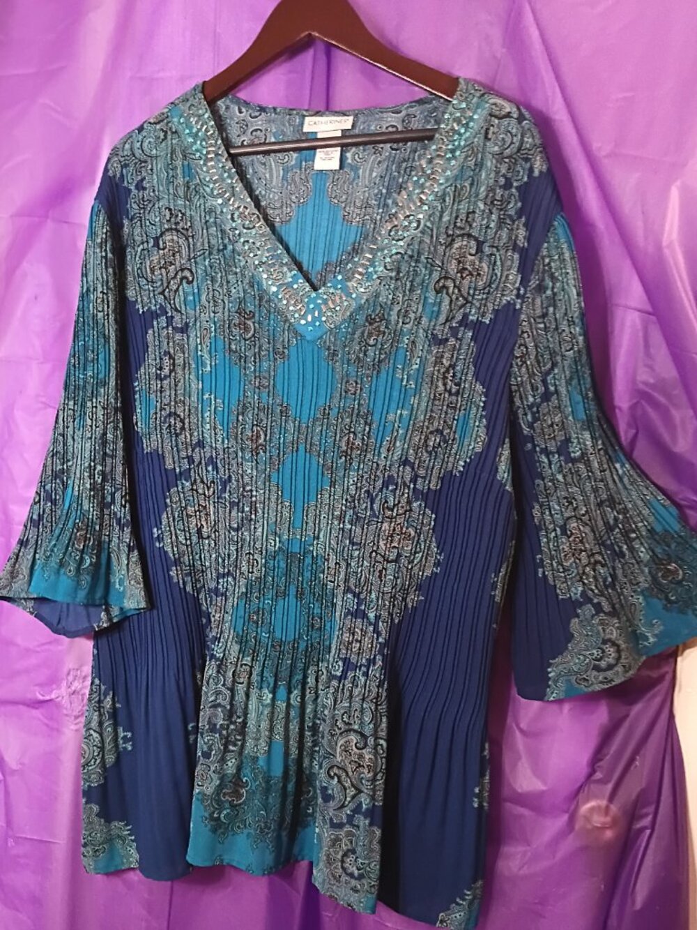 Catherines Women's Peasant Pattered Blouse Size 3 XL
